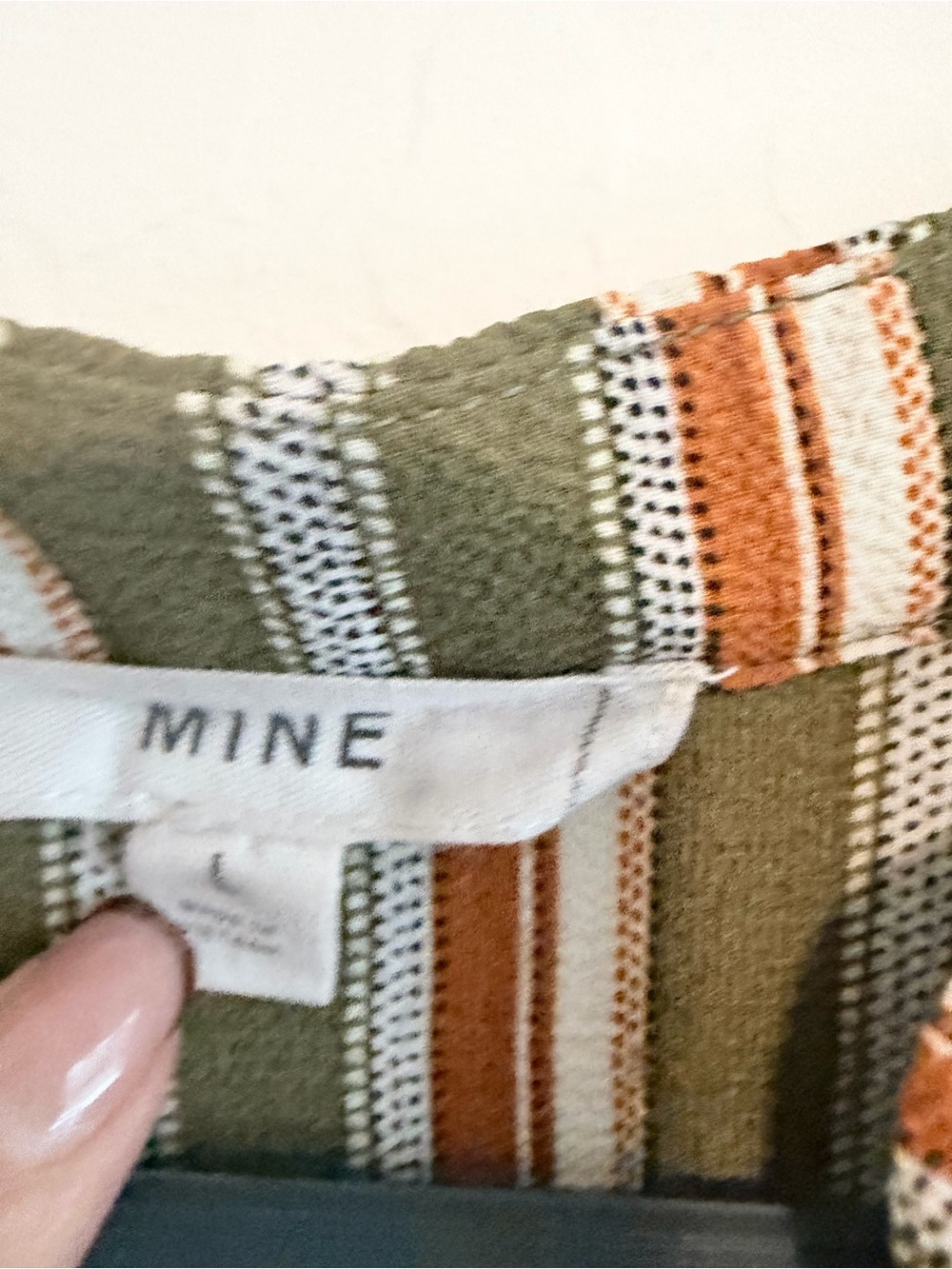 mine Olive Green Striped Tunic with Cream & Rust - Picture 2 of 3
